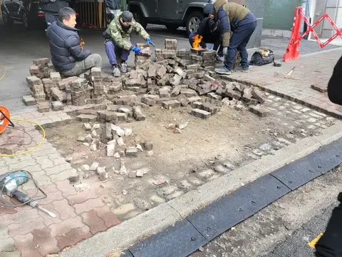 아파트 출입구 보도블럭 교체